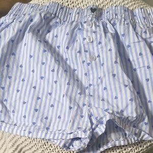 Blue and White Striped Women's Shorts